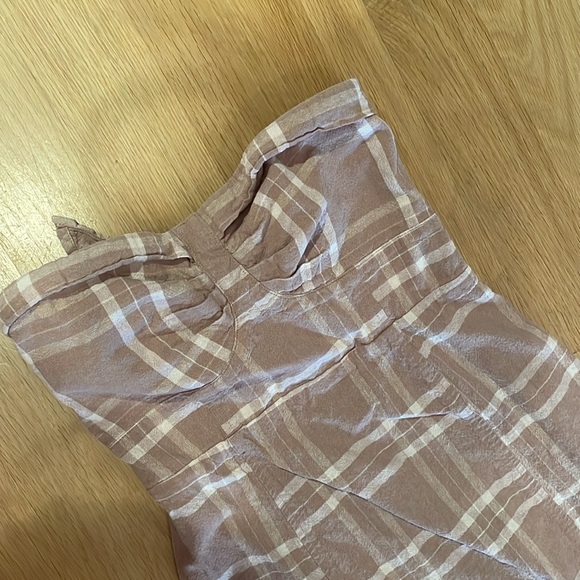 Free People Plaid Linen/Cotton Blend strapless midi dress - Picture 3 of 10